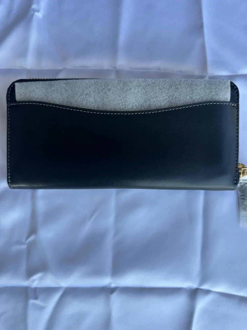 Coach Black Leather Zip Phone Wallet with Gold Tone Hardware